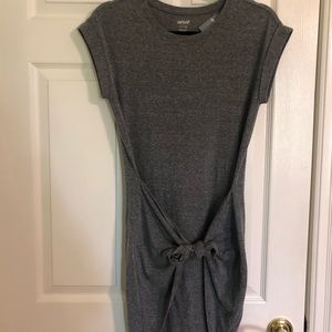 front tie grey t-shirt dress